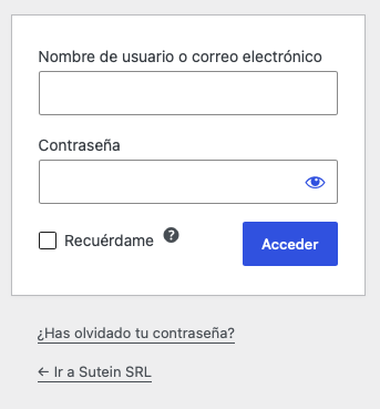 Formulario para iniciar sesión en el Panel de Control de Sutein.net